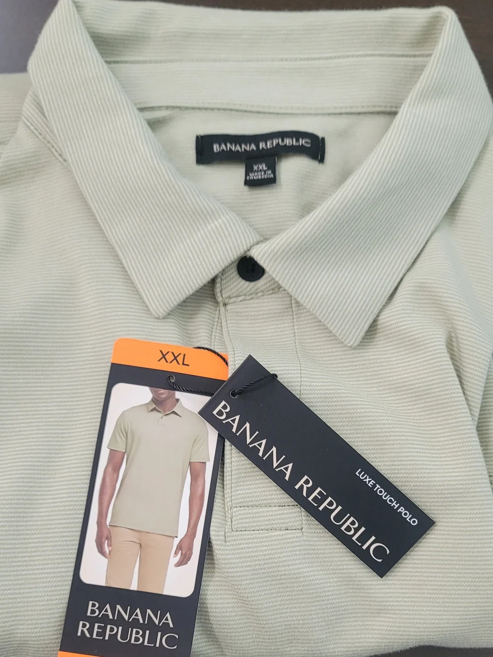 Banana Republic Light Sage Men's Polo - Luxe Touch